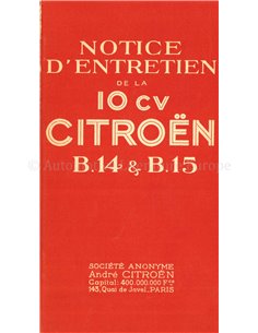 1927 CITROËN B14 BETRIEBSANLEITUNG FRANZÖSISCH