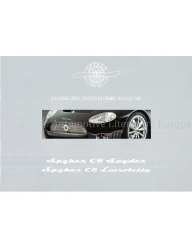 2001 SPYKER CARS C8 BROCHURE ENGLISH