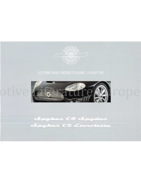 2001 SPYKER CARS C8 BROCHURE ENGELS