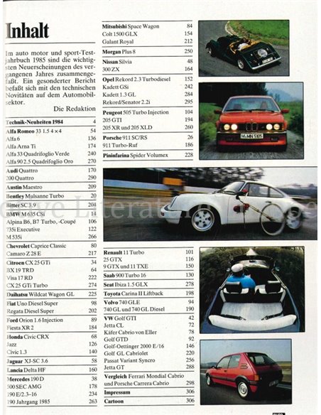 1985 AUTO MOTOR UND SPORT TESTJAHRBUCH DEUTSCH 