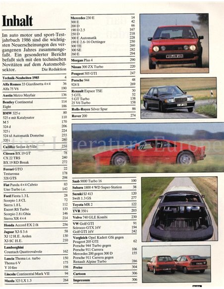 1986 AUTO MOTOR UND SPORT TESTJAHRBUCH DUITS 