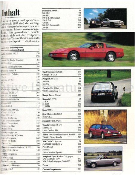 1987 AUTO MOTOR UND SPORT TESTJAHRBUCH GERMAN 