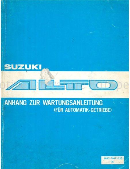 1982 SUZUKI ALTO AUTOMATIC TRANSMISSION WORKSHOP MANUAL GERMAN