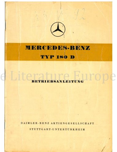 1956 MERCEDES BENZ TYP 180 D INSTRUCTIEBOEKJE DUITS