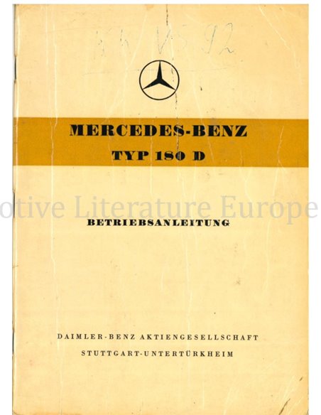 1955 MERCEDES BENZ TYP 180 D BETRIEBSANLEITUNG DEUTSCH
