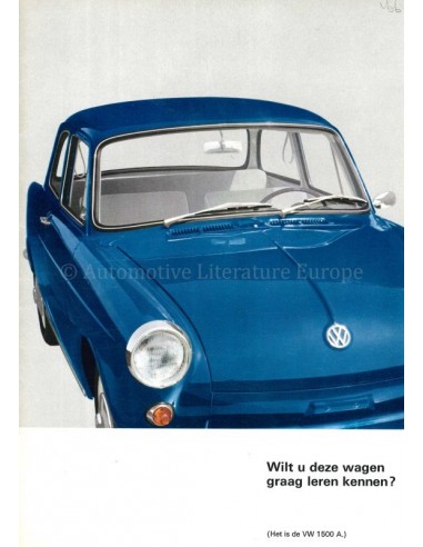 1965 VOLKSWAGEN 1500 BROCHURE NEDERLANDS