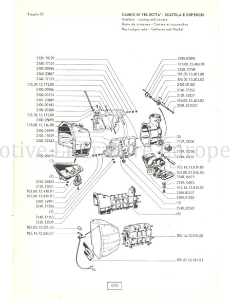 1970 ALFA ROMEO GT JUNIOR 1300 SPARE PARTS MANUAL ENGLISH