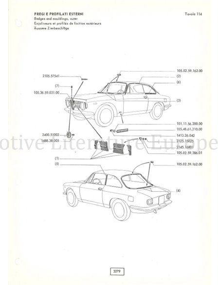 1970 ALFA ROMEO GT JUNIOR 1300 ERSATZTEILKATALOG ENGLISCH