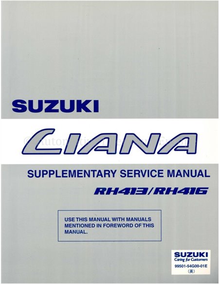 2001 SUZUKI LIANA WERKSTATTHANDBUCH ENGLISCH