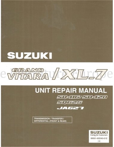  2002 SUZUKI GRAND VITARA | XL-7 GETRIEBE | ÜBERSETZUNG | DIFFEREWNTIAAL WERKSTATTHANDBUCH ENGLISCH