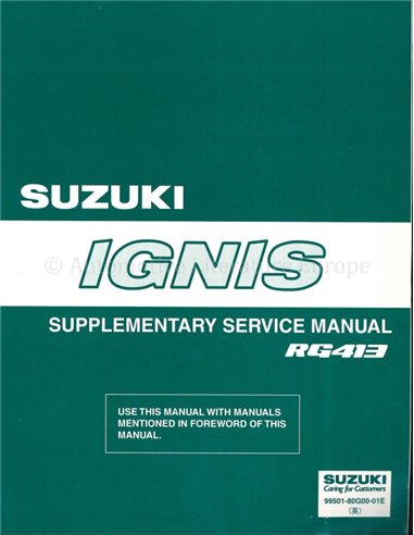 2002 SUZUKI SWIFT ZUSATZ SERVICE MANUAL