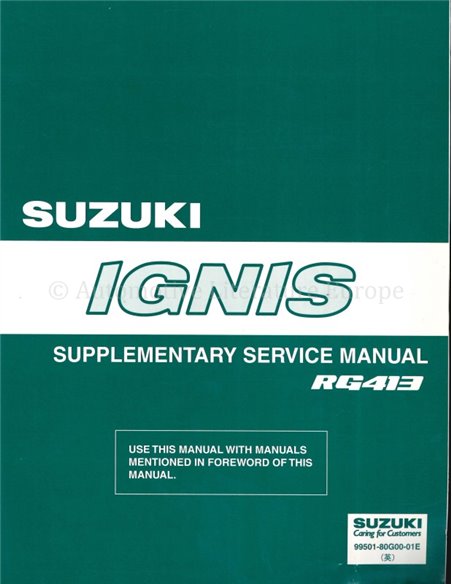 2002 SUZUKI IGNIS SUPPLEMENT SERVICE MANUAL ENGLISH