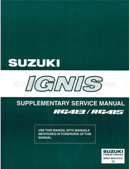 2003 SUZUKI IGNIS SUPPLEMENT SERVICE MANUAL ENGLISH