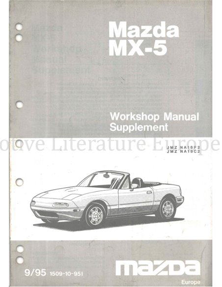 1995 MAZDA MX-5 WERKPLAATSHANDBOEK (SUPPLEMENT) ENGELS