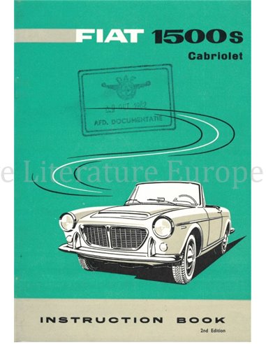 1961 FIAT 1500 S CABRIOLET INSTRUCTIEBOEKJE ENGELS