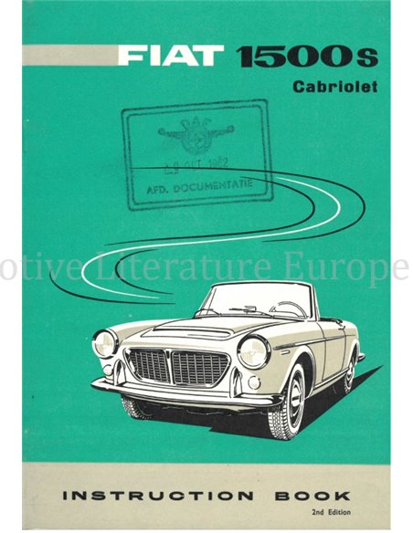 1961 FIAT 1500 S KABRIOLETT BETRIEBSANLEITUNG ENGLISCH