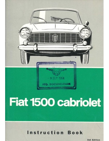 1964 FIAT 1500 CONVERTIBLE OWNERS MANUAL ENGLISH