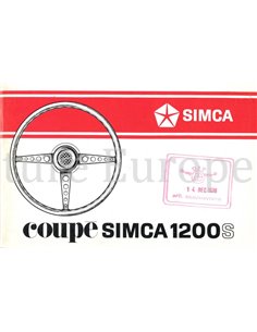 1969 SIMCA 1200 S COUPE BETRIEBSANLEITUNG 