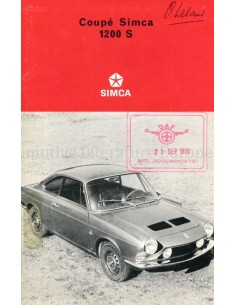 1970 SIMCA 1200 S COUPE OWNERS MANUAL FRENCH