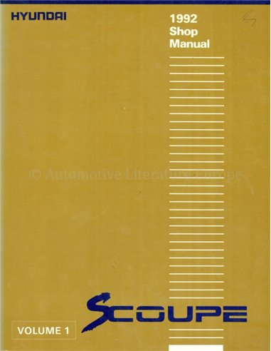 1992 HYUNDAI SCOUPE WORKSHOP MANUAL ENGLISH (2 BOOKS)