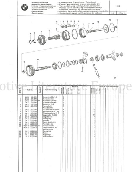 1973 BMW 2800 CS | 2800 CS AUTOMATIC SPARE PARTS CATALOG MULTI