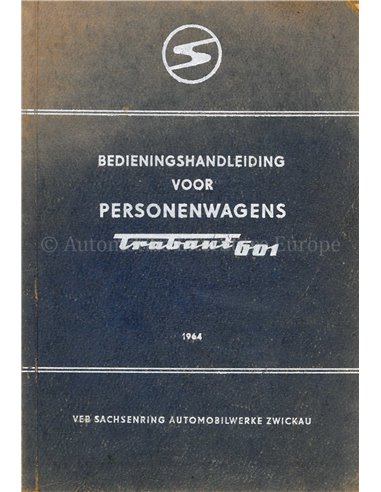 1964 TRABANT 601 OWNERS MANUAL DUTCH