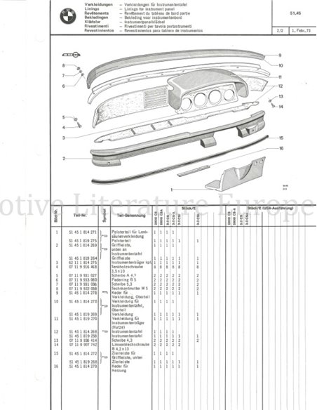 1973 BMW 2800 CS | 2800 CS AUTOMATIC ERSATZTEILKATALOG MULTI (2 ORDNER)