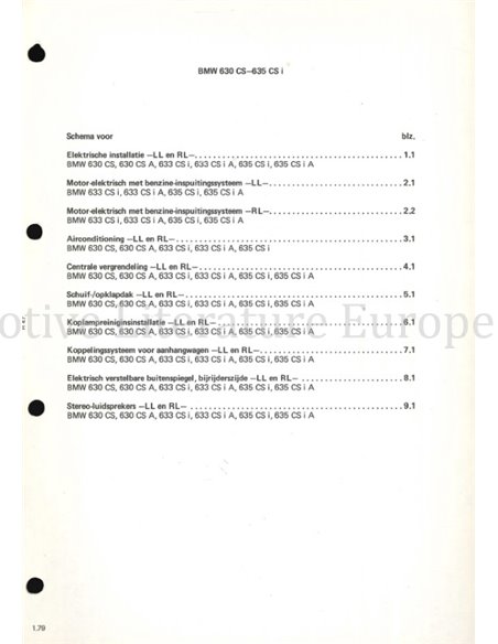 1979 BMW  3-SERIE  (E21) | 5-SERIE (E12) | 6-SERIE (E24) | 7-SERIE (E23)  ELECTRISCH SCHEMA NEDERLANDS