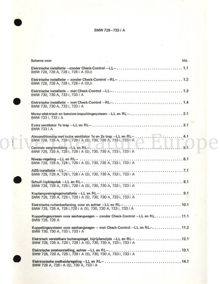 1979 BMW  3er REIHE  (E21) | 5er REIHE (E12) | 6er REIHE (E24) | 7er REIHE (E23) SCHALTPLAN NIEDERLÄNDISCH