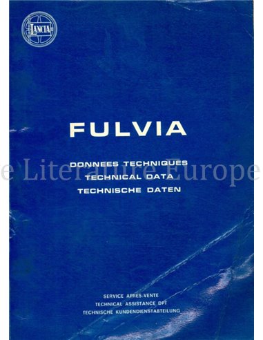 1972 LANCIA FULVIA TECHNICAL INFORMATION MULTI