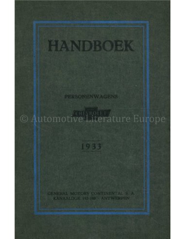 1933 CHEVROLET RANGE OWNERS MANUAL DUTCH (BE)