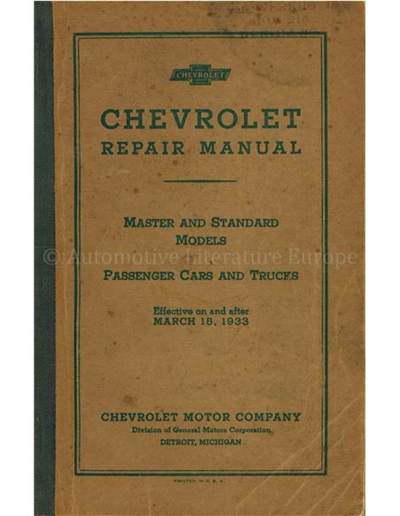 1933 FORD PRGRAMMA WERKPLAAT REPARATIE HANDBOEK ENGELS (USA)