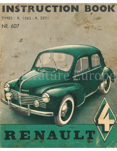 1953 RENAULT 4 CV BETRIEBSANLEITUNG ENGLISCH