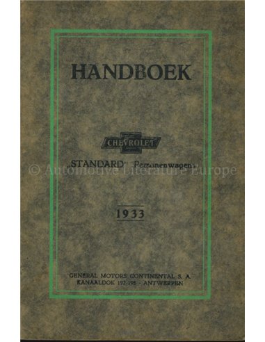 1933 CHEVROLET PROGRAMM BETRIEBSANLEITUNG NIEDERLÄNDISCH
