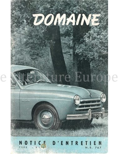1958 RENAULT DOMAINE OWNERS MANUAL FRENCH