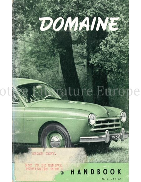 1958 RENAULT DOMAINE INSTRUCTIEBOEKJE FRANS