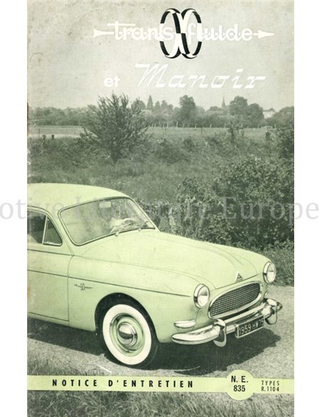 1959 RENAULT MANOIR OWNERS MANUAL FRENCH