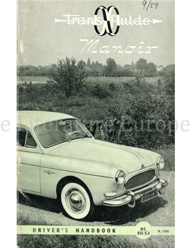 1959 RENAULT MANOIR OWNERS MANUAL ENGLISH