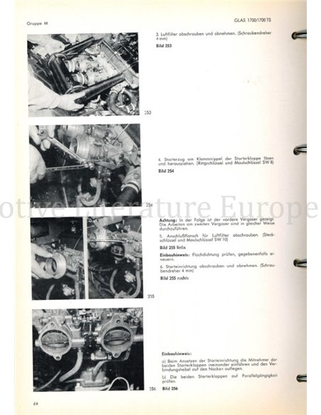 1965 GLAS 1700 | 1700 TS REPAIR MANUAL GERMAN