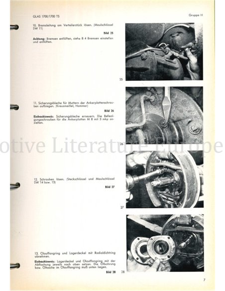1965 GLAS 1700 | 1700 TS REPARATIE HANDLEIDING DUITS