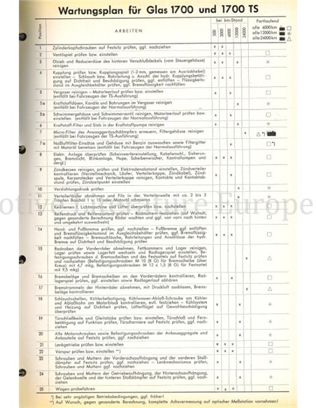 1965 GLAS 1700 | 1700 TS REPARATIE HANDLEIDING DUITS