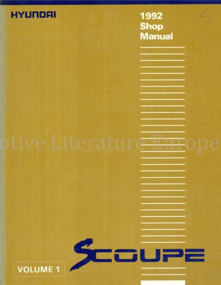 1992 HYUNDAI SCOUPE WORKSHOP MANUAL ENGLISH 