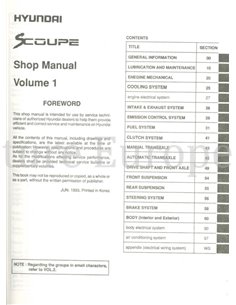 1994 HYUNDAI SCOUPE WORKSHOP MANUAL ENGLISH  2