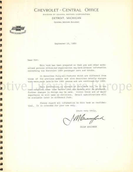 CHEVROLET 1939 ENGINEERING FEATURES