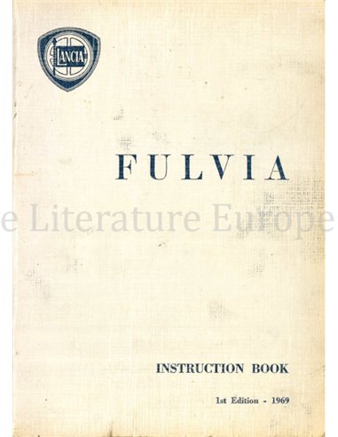 1969 LANCIA FULVIA BERLINA OWNERS MANUAL ENGLISH