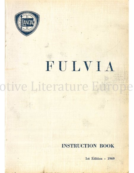 1969 LANCIA FULVIA BERLINA OWNERS MANUAL ENGLISH