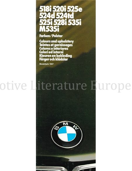 1987 BMW 5 SERIE KLEUREN EN BEKLEDING BROCHURE