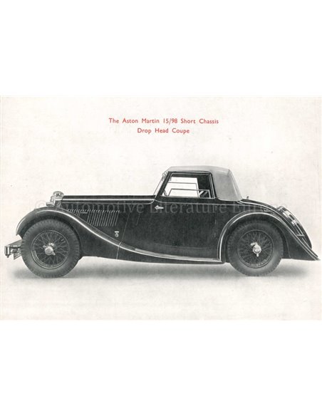 1938 ASTON MARTIN 15/98 BROCHURE ENGELS