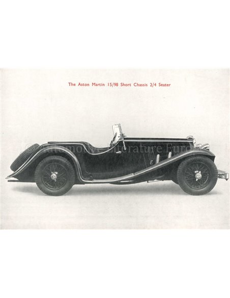 1938 ASTON MARTIN 15/98 BROCHURE ENGELS