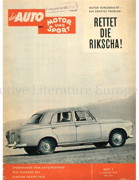1960 DAS AUTO MOTOR UND SPORT MAGAZINE 01 GERMAN